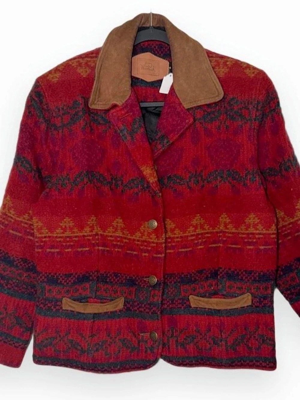 Vintage Woolrich Aztec Navajo Southwestern blanket suede leather jacket